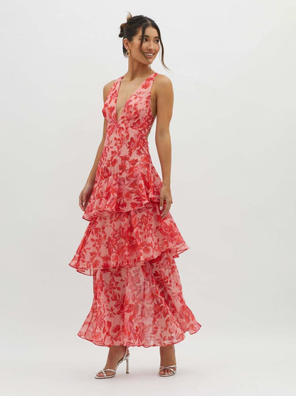 Veda | Layered Floral Midi Dress